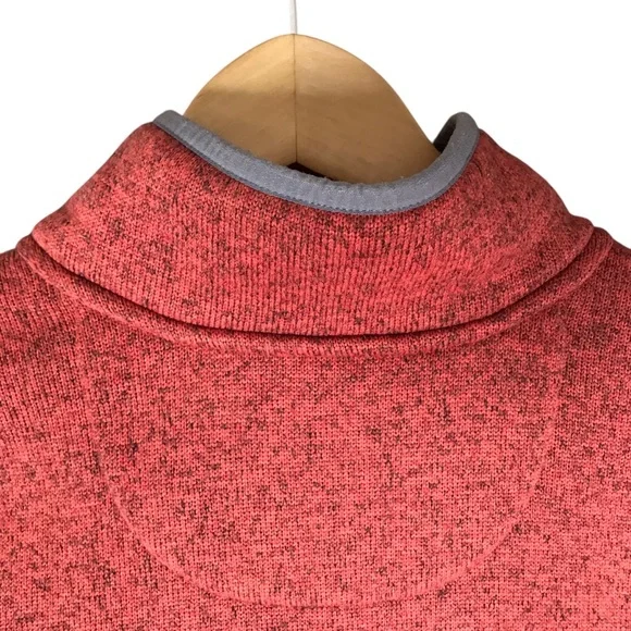 Medium Women's L.L.Bean Sweater Fleece Pullover Heathered Coral Grey Accent - Picture 9 of 10